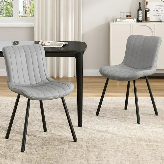 STARY Dining Chairs Set of 2, Faux Leather Kitchen & Dining Room Chairs for Dining Room, Mid Century Modern Dining Table Chairs with Metal Legs