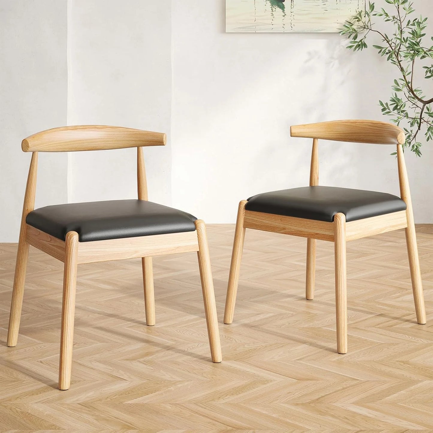 STARY Set of 2 Dining Chairs, Mid-Century Modern Kitchen and Dining Chairs for Dining Room, Dining Table Chairs with Solid Wood Legs
