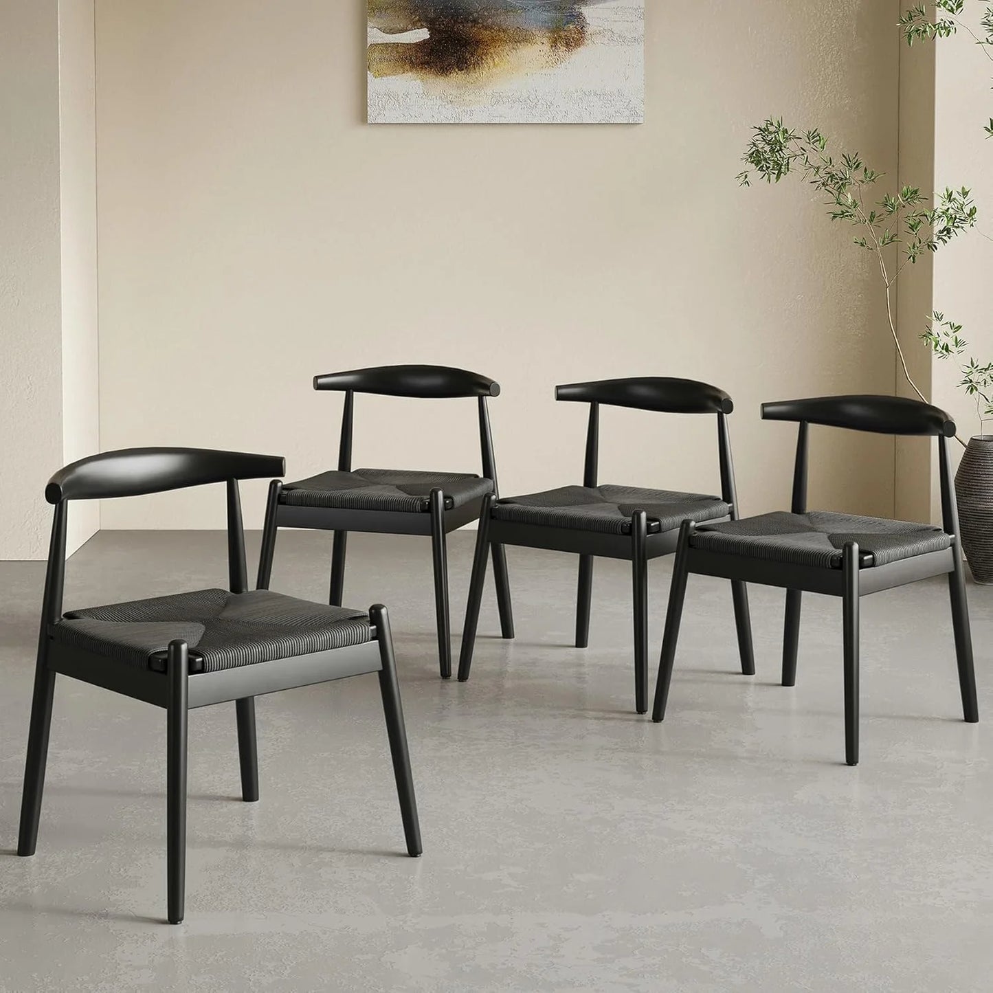 STARY Set of 4 Dining Chairs, Mid-Century Modern Kitchen and Dining Chairs for Dining Room, Dining Table Chairs with Solid Wood Legs