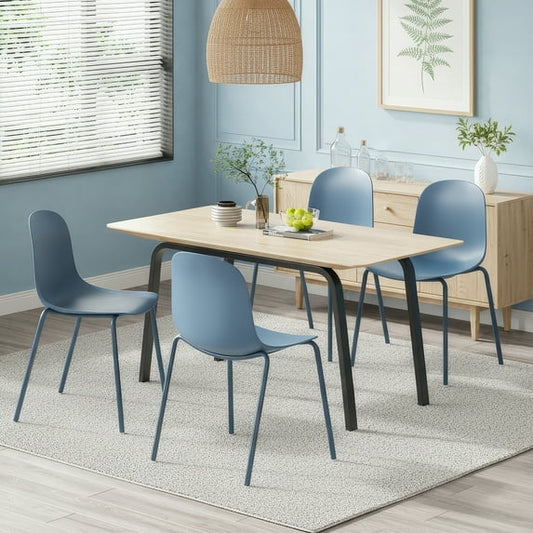 STARY Modern Plastic Stackable Dining Chair Set of 4 with Metal Legs for Indoor or Outdoor