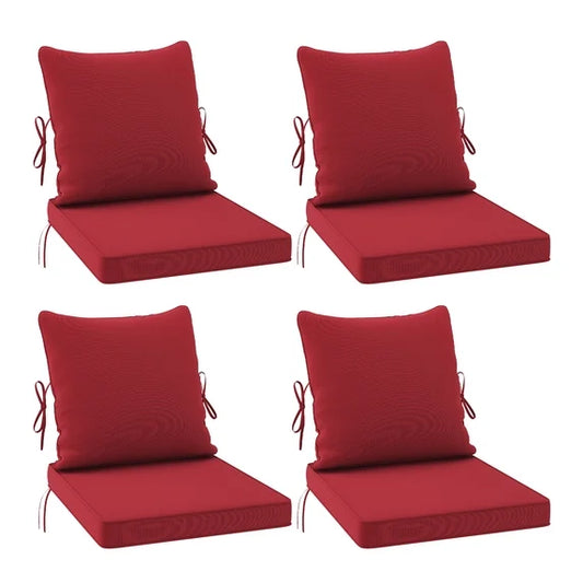 STARY Outdoor Deep Seat Cushions for Patio Furniture, 24"x24" Replacement Sectional Cushions for Outdoor Sofa, Armchair, 8 Pieces, Red