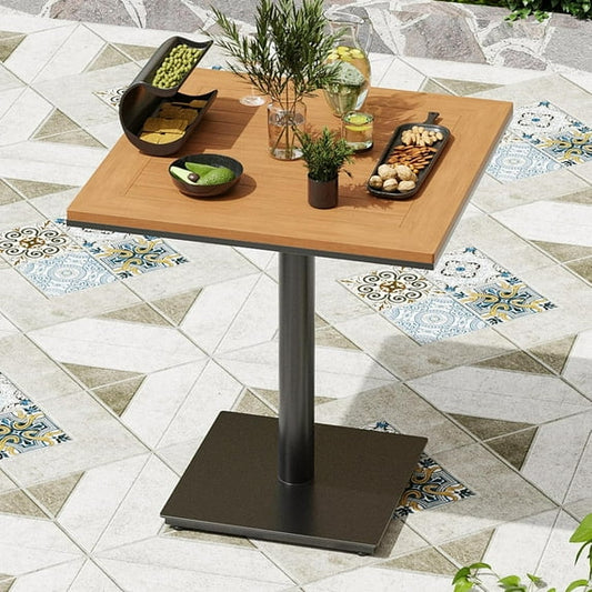 STARY Outdoor Side Table, Outdoor Dining Table of Patio Furniture Set, Plastic Wood-like Top Outdoor Bistro Table for Lawn, Deck, Backyard, Poolside