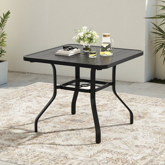 STARY 35"x35" Patio Dining Table, 1.57" Outdoor Square Dining Table with Umbrella Hole for Backyard and Poolside