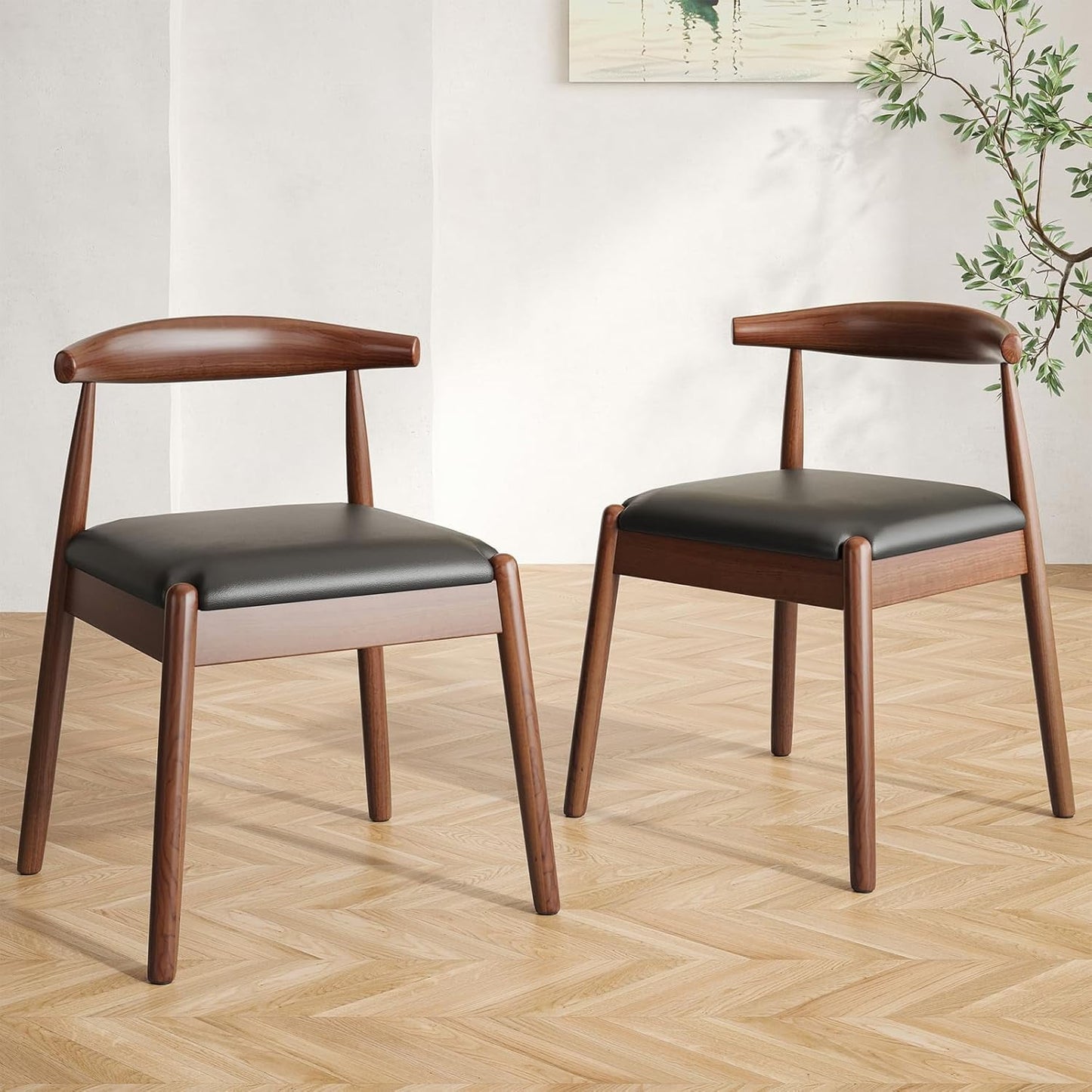 STARY Set of 2 Dining Chairs, Mid-Century Modern Kitchen and Dining Chairs for Dining Room, Dining Table Chairs with Solid Wood Legs