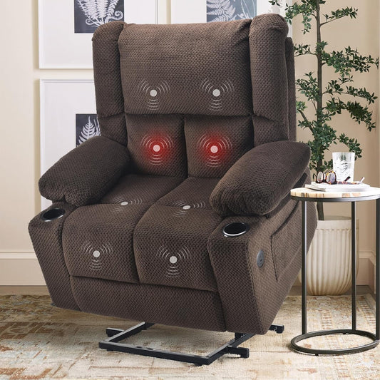 STARY Power Lift Recliner Chair with Massage and Heat for Elderly People, USB Ports and Cup Holders