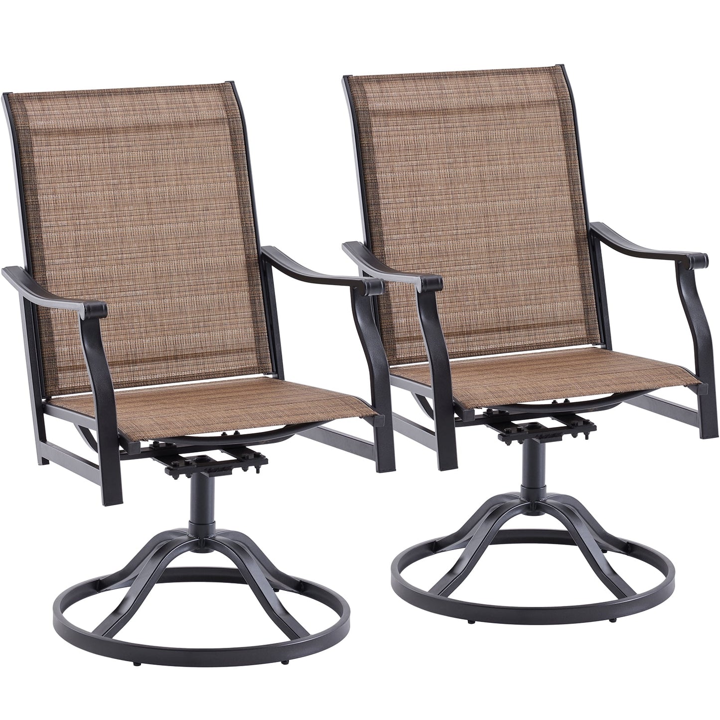 STARY Set of 2 Outdoor Dining Chairs, 360° Swivel Dining Chair with Textilene Fabric, All-Weather Resistant Metal Outdoor Armchair, Ergonomic Comfort, Perfect for Patio, Backyard, Balcony