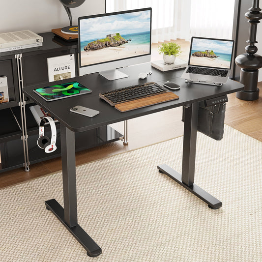 STARY 40 "X 24" Electric Standing Desk, Adjustable Height Standing Desk with Splice Board for Home Office, Black