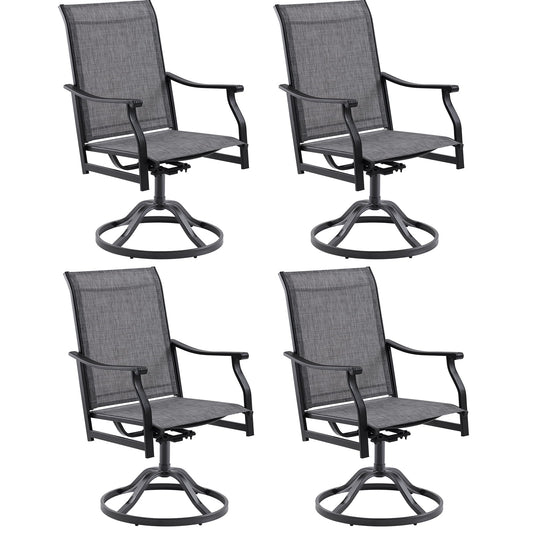STARY Set of 4 Outdoor Dining Chairs, 360° Swivel Dining Chair with Textilene Fabric, All-Weather Resistant Outdoor Metal Armchair, Ergonomic Comfort, Perfect for Patio, Backyard, Balcony