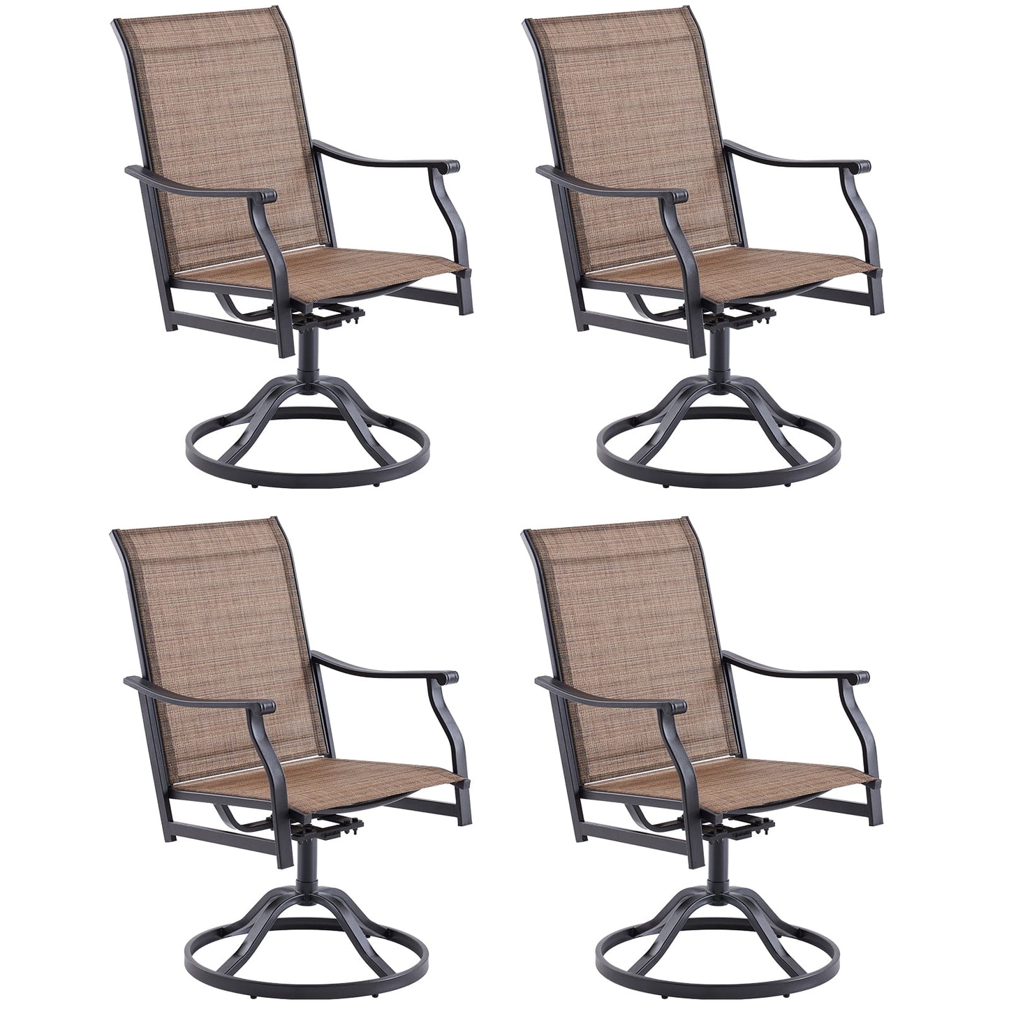 STARY Set of 4 Outdoor Dining Chairs, 360° Swivel Dining Chair with Textilene Fabric, All-Weather Resistant Outdoor Metal Armchair, Ergonomic Comfort, Perfect for Patio, Backyard, Balcony
